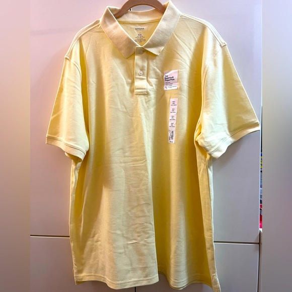 Sonoma Polo Men's XXL Yellow cotton Short Sleeve Collared Solid Basic Shirt - Picture 1 of 6